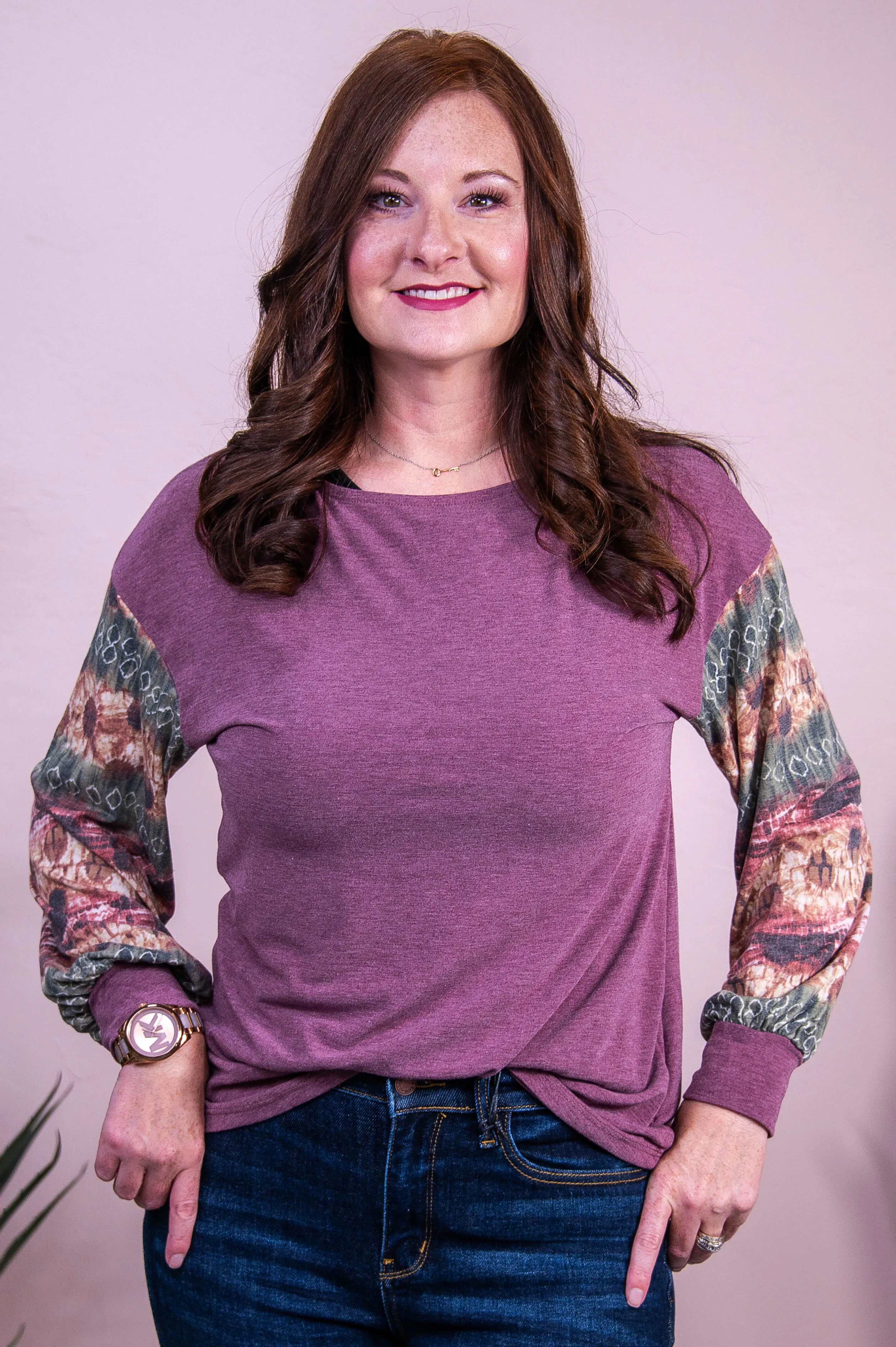 Ideal Confidence Plum/Multi Color Tie Dye Top - T10338PL