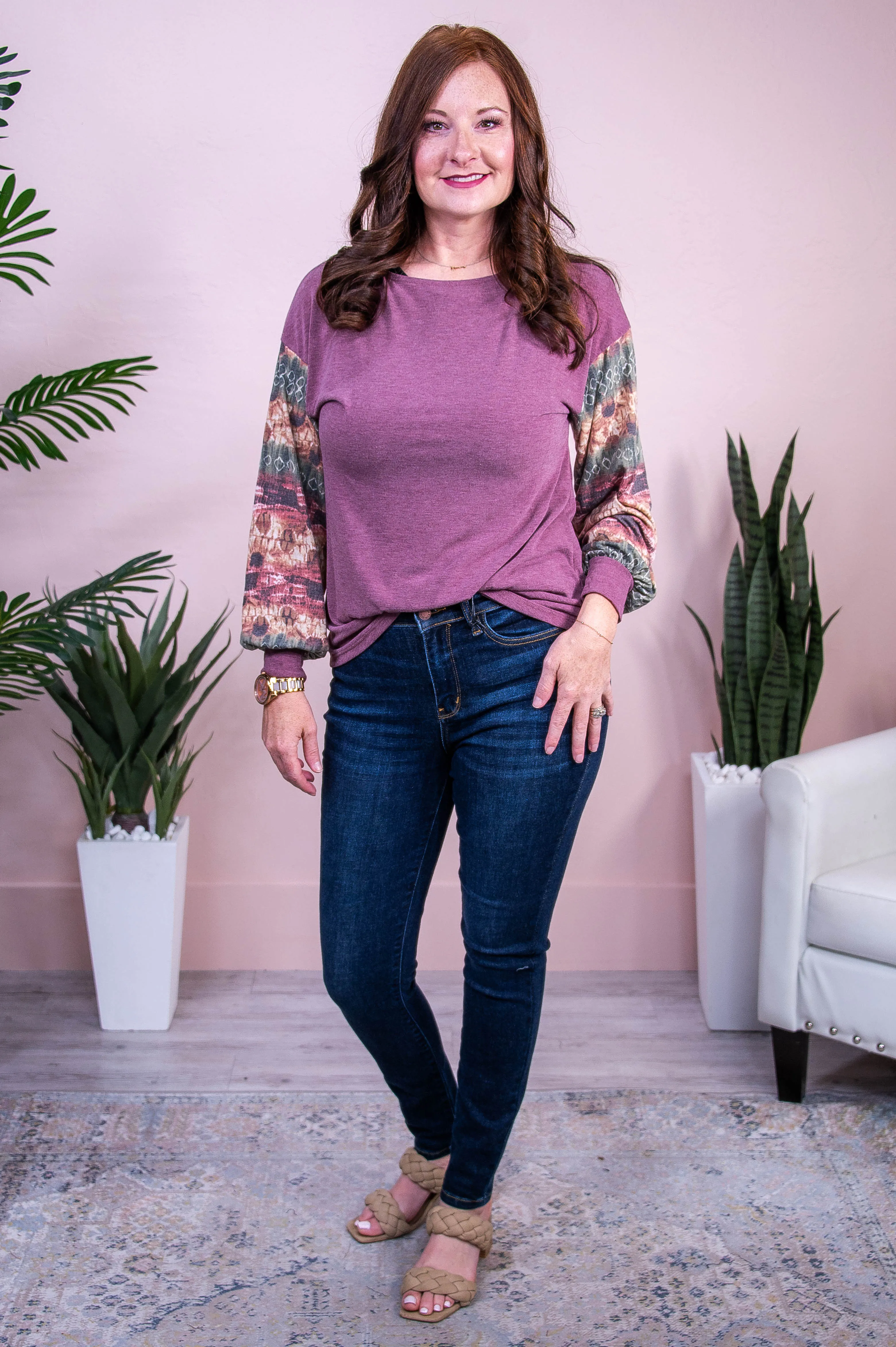 Ideal Confidence Plum/Multi Color Tie Dye Top - T10338PL