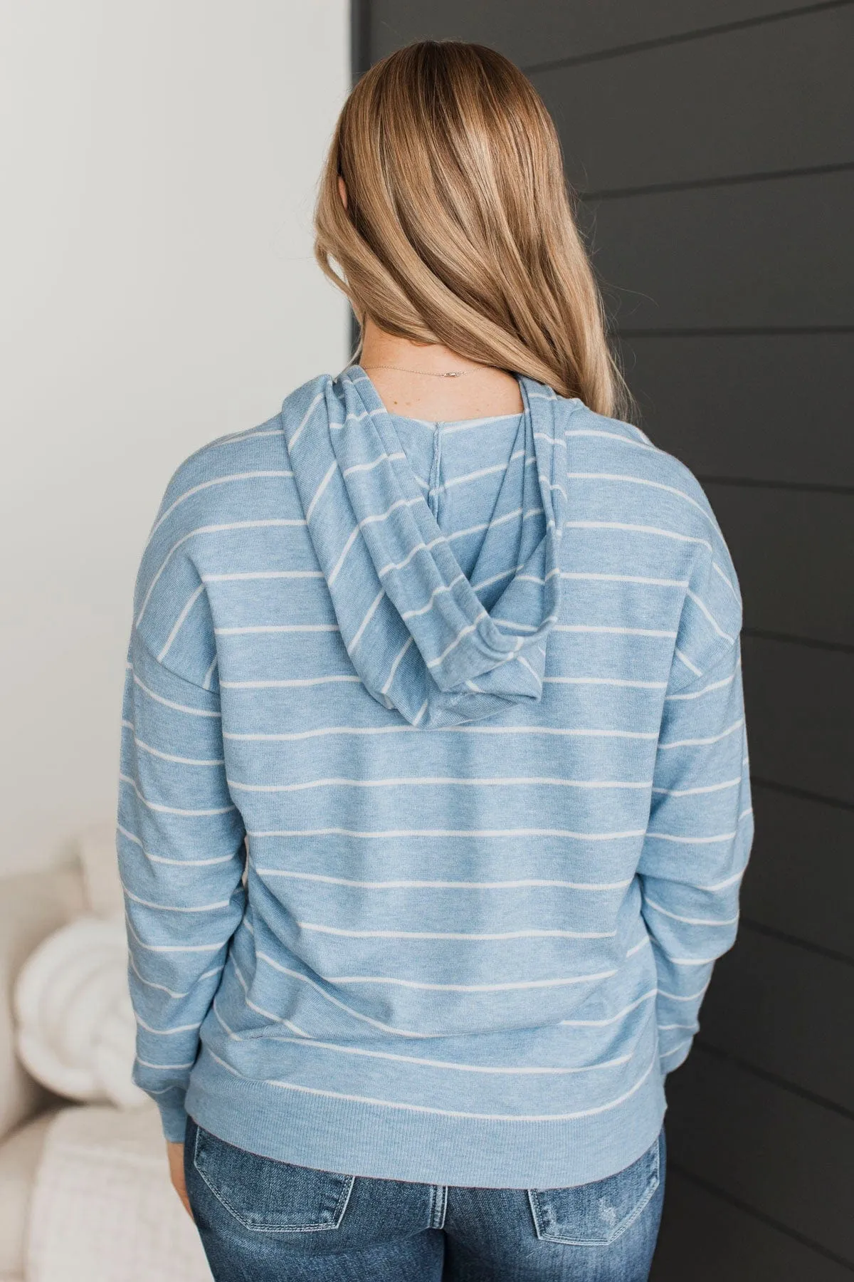 Incredible Memories Hooded Knit Top- Light Blue