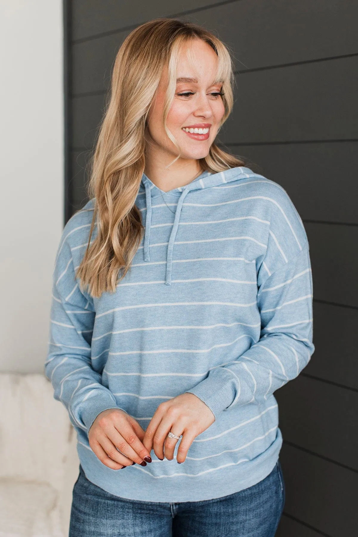 Incredible Memories Hooded Knit Top- Light Blue