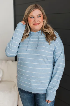Incredible Memories Hooded Knit Top- Light Blue