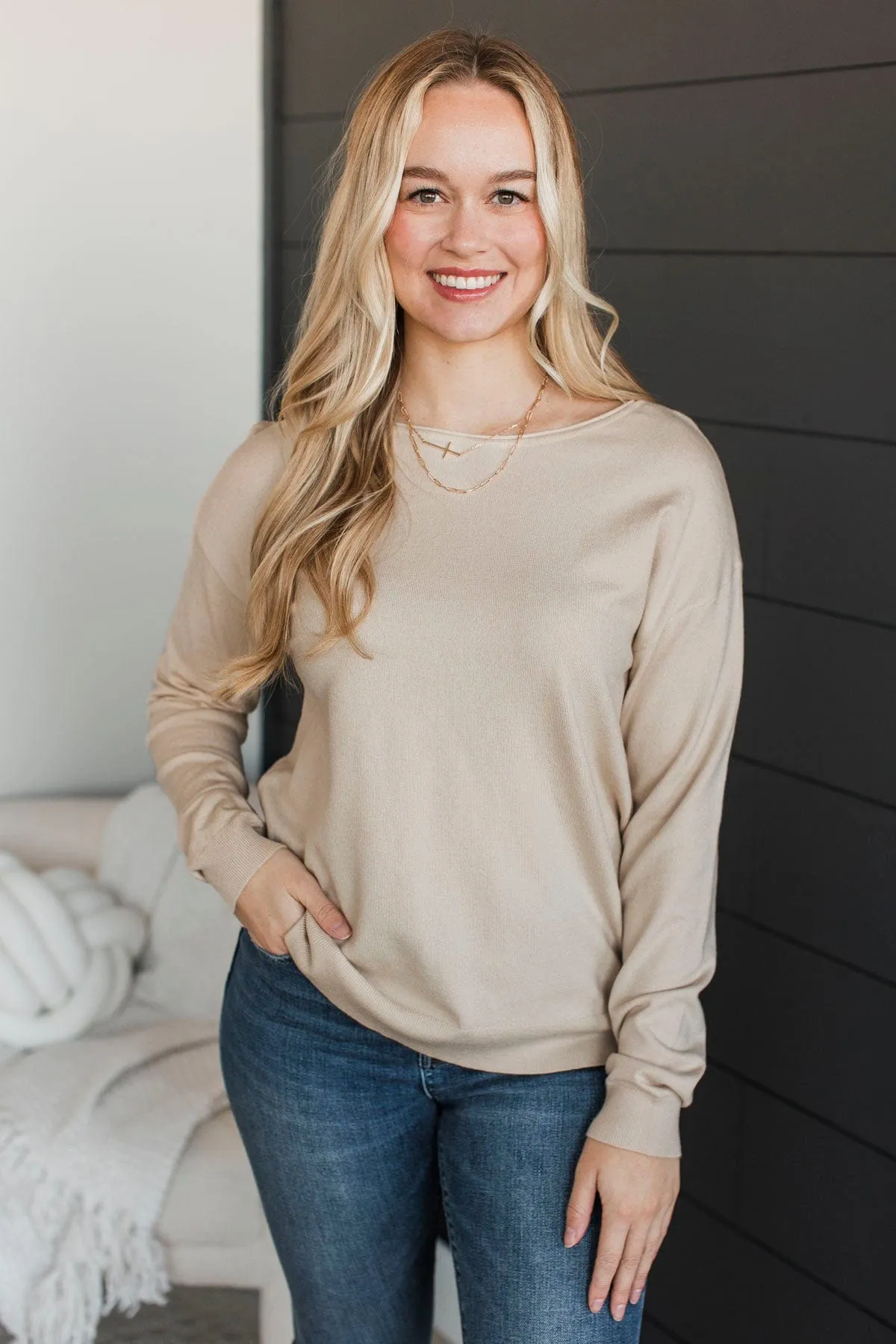 Infatuated With You Knit Sweater- Almond