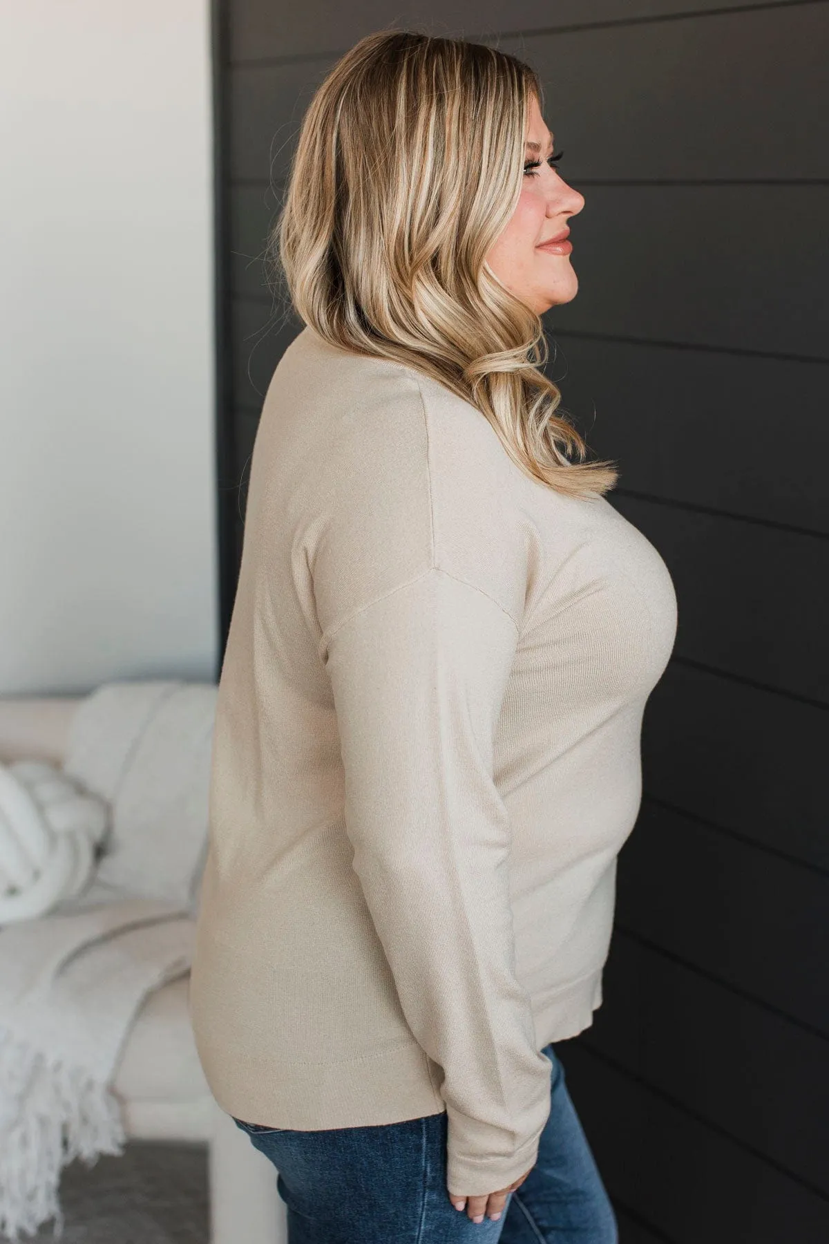 Infatuated With You Knit Sweater- Almond
