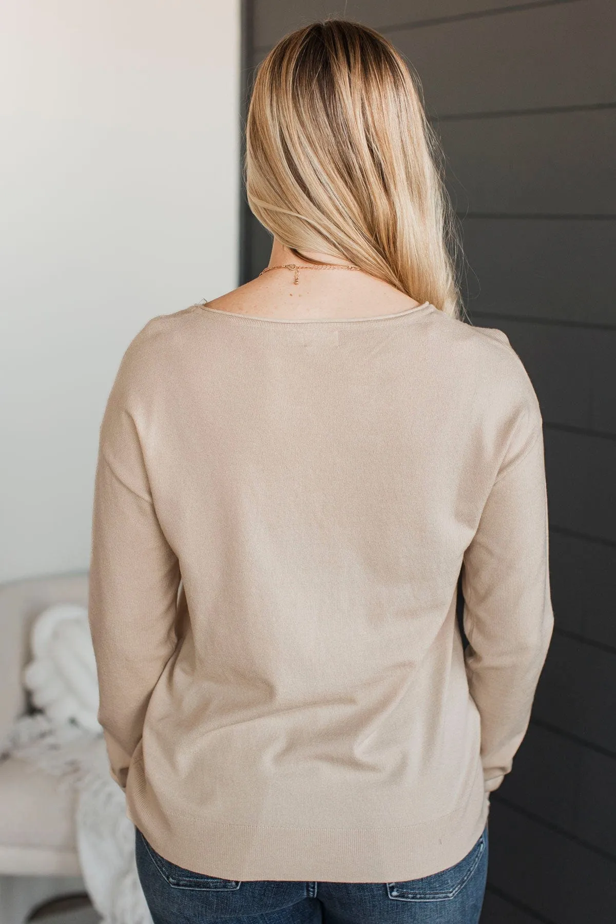 Infatuated With You Knit Sweater- Almond