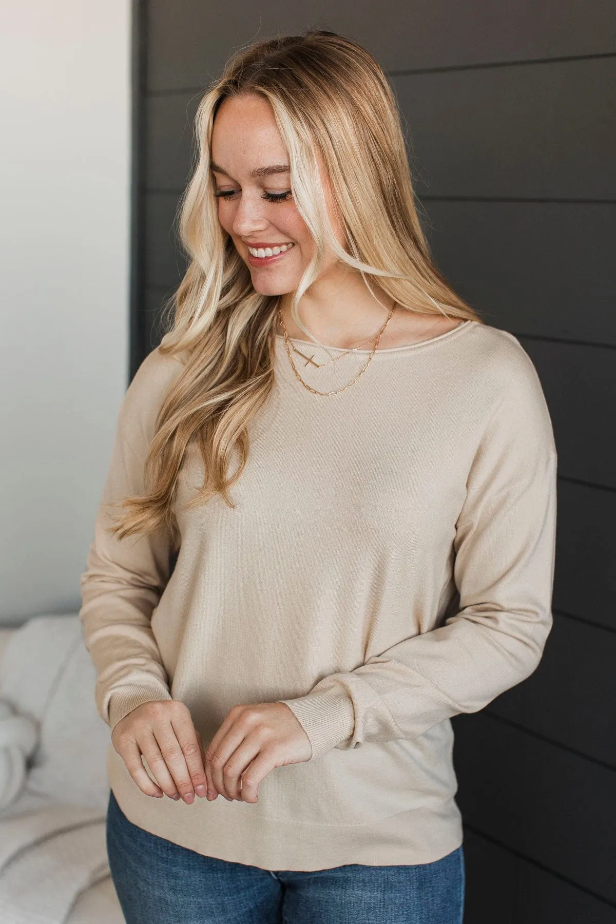 Infatuated With You Knit Sweater- Almond