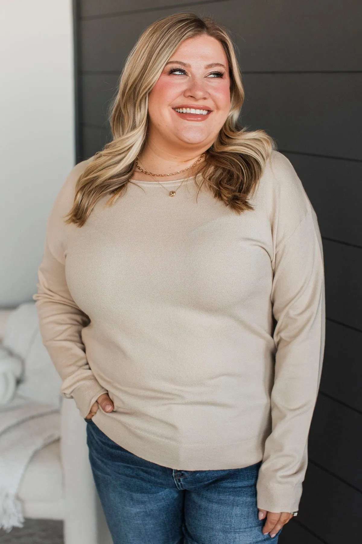 Infatuated With You Knit Sweater- Almond