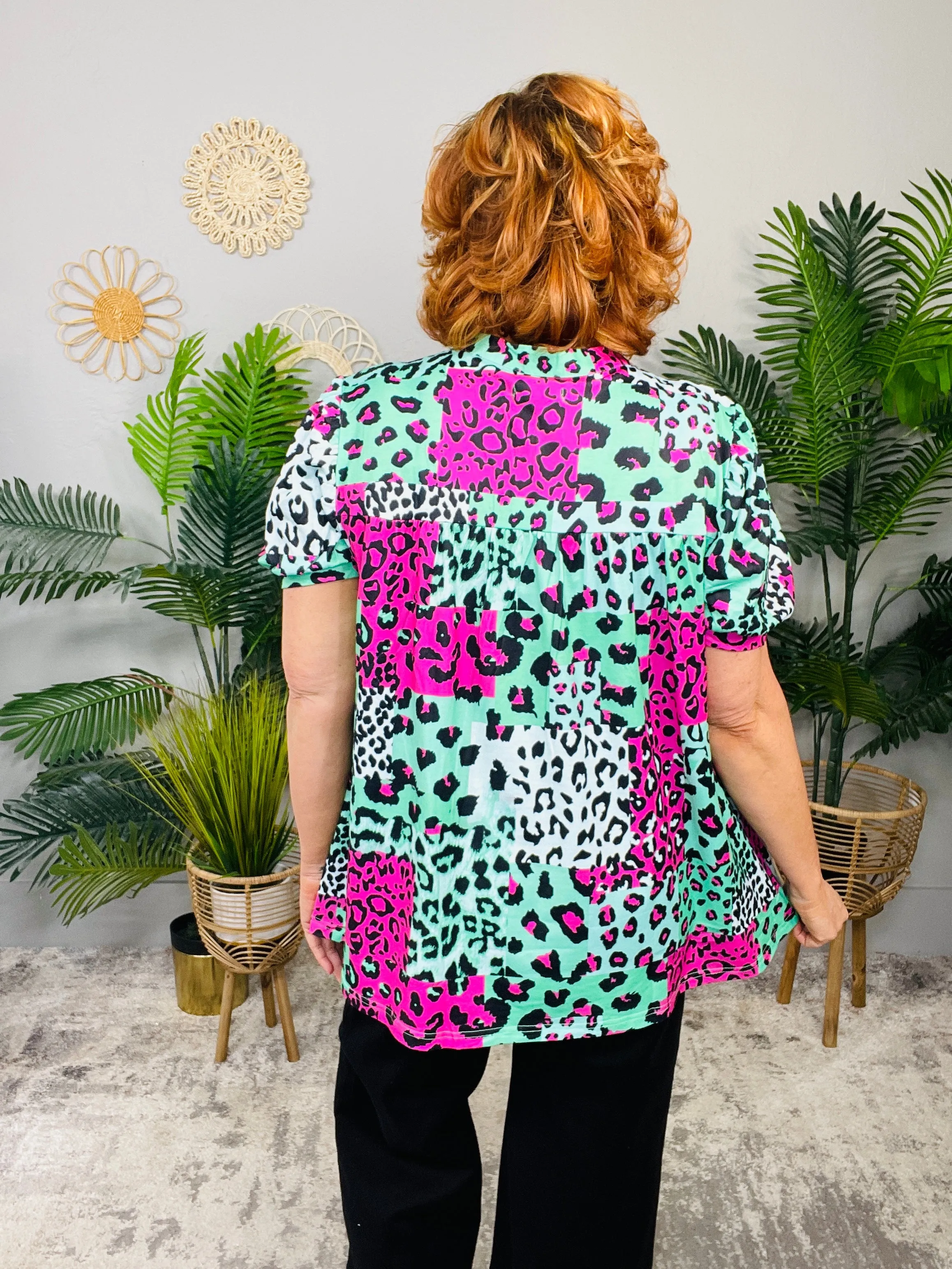 Into the Wild Mint/Pink Printed Top - T10901MT