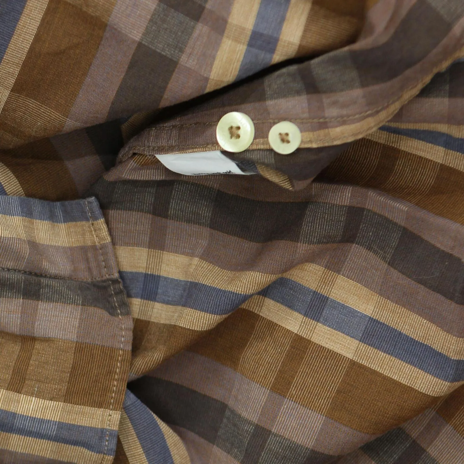 J. Crew Mens Tailored Fit Long Sleeve Button Up Shirt Brown Plaid L