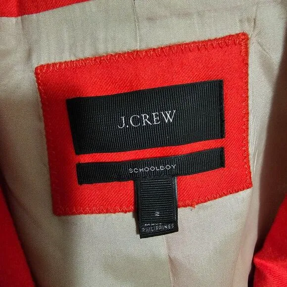 J. Crew Schoolboy Wool Blazer Orange Women's Size 2 NWOT Career Professional