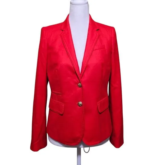 J. Crew Schoolboy Wool Blazer Orange Women's Size 2 NWOT Career Professional