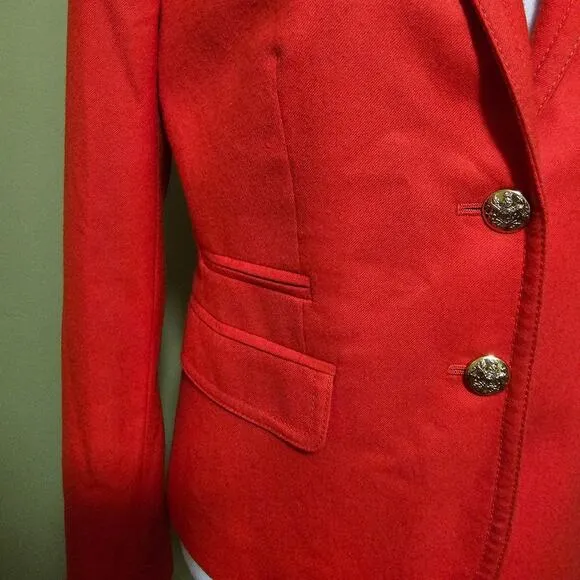 J. Crew Schoolboy Wool Blazer Orange Women's Size 2 NWOT Career Professional