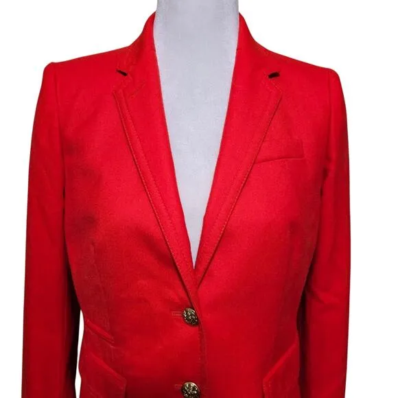 J. Crew Schoolboy Wool Blazer Orange Women's Size 2 NWOT Career Professional