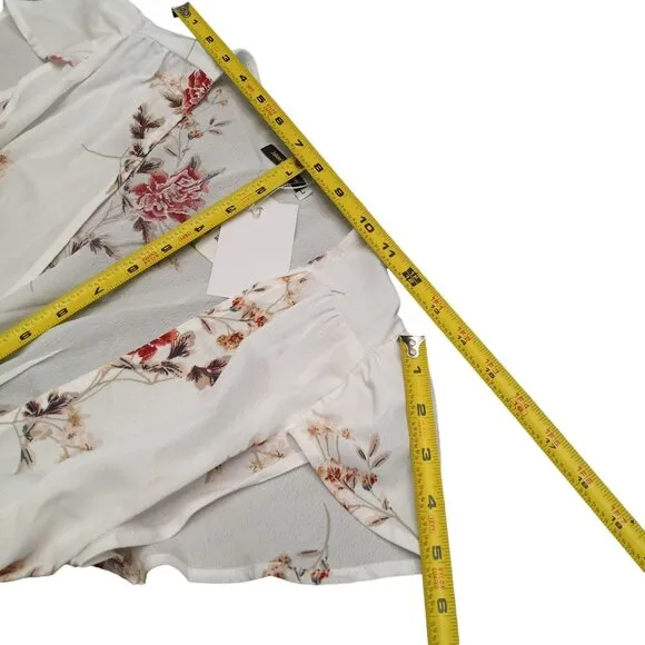 Jahan's Premium Dress Womens Large Floral White Beach Floral Summer‎ V Neck NWT