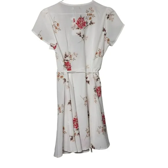 Jahan's Premium Dress Womens Large Floral White Beach Floral Summer‎ V Neck NWT