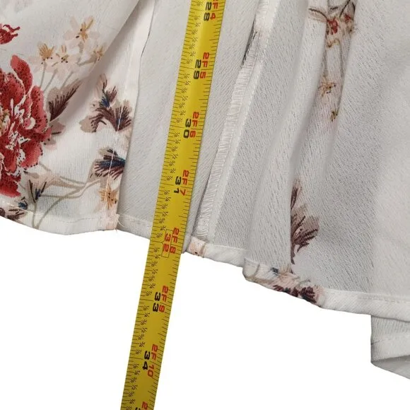 Jahan's Premium Dress Womens Large Floral White Beach Floral Summer‎ V Neck NWT