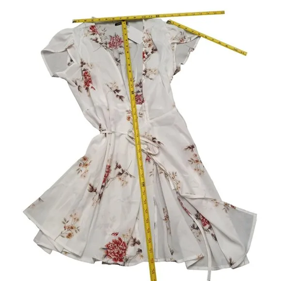 Jahan's Premium Dress Womens Large Floral White Beach Floral Summer‎ V Neck NWT