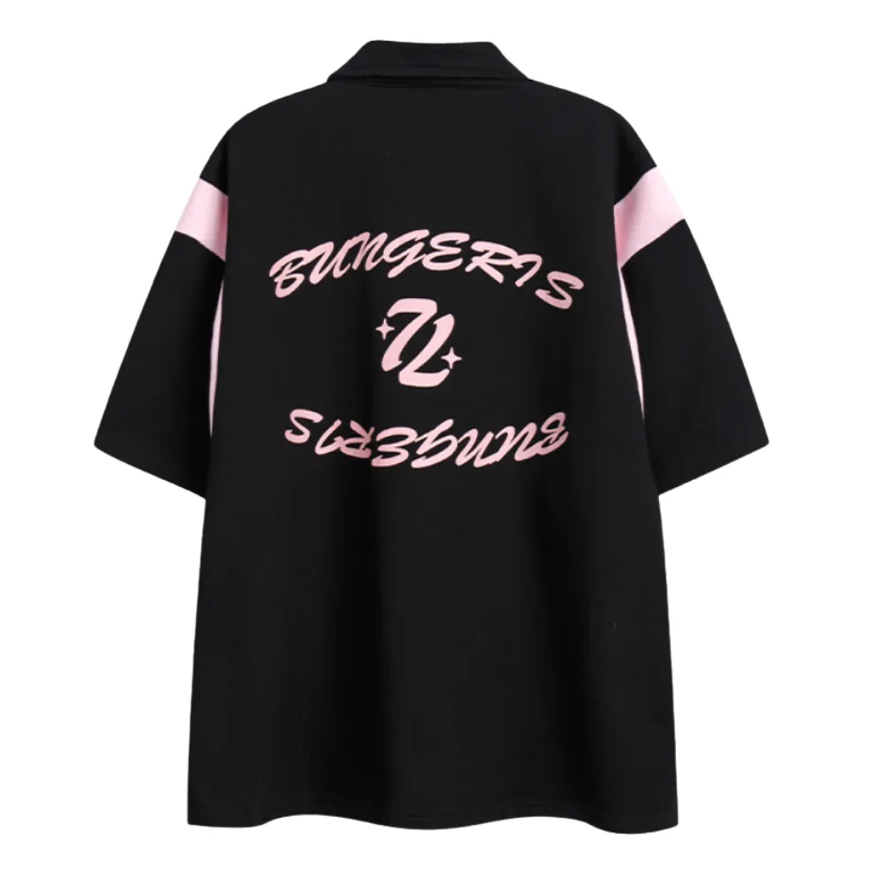 Japanese Letter Embroidery Polo Shirt