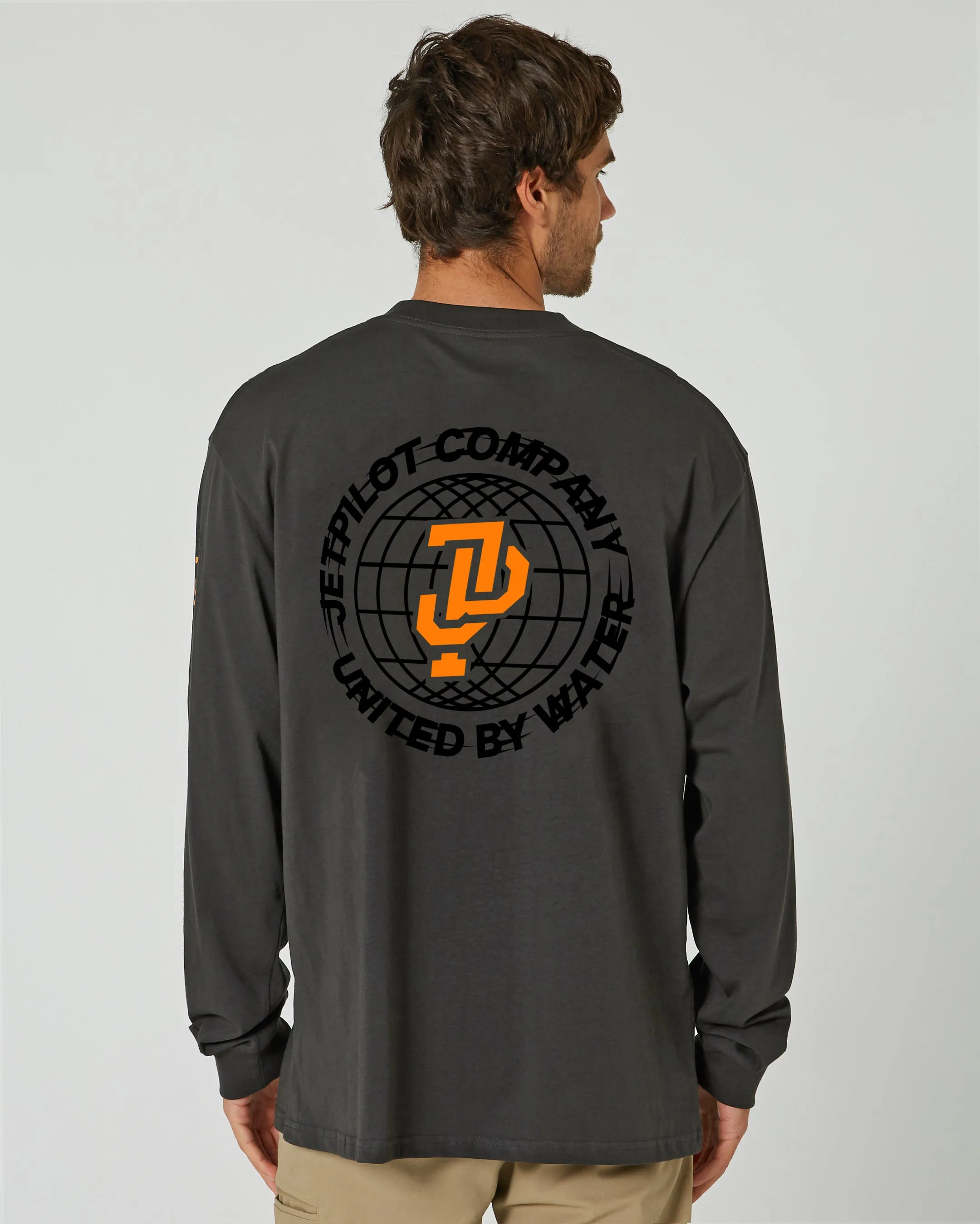 Jetpilot Global Mens Long Sleeve Tee - Charcoal