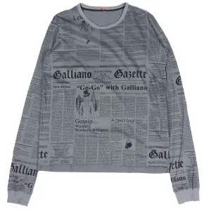 John Galliano Newspaper Print LS T-Shirt Size Large