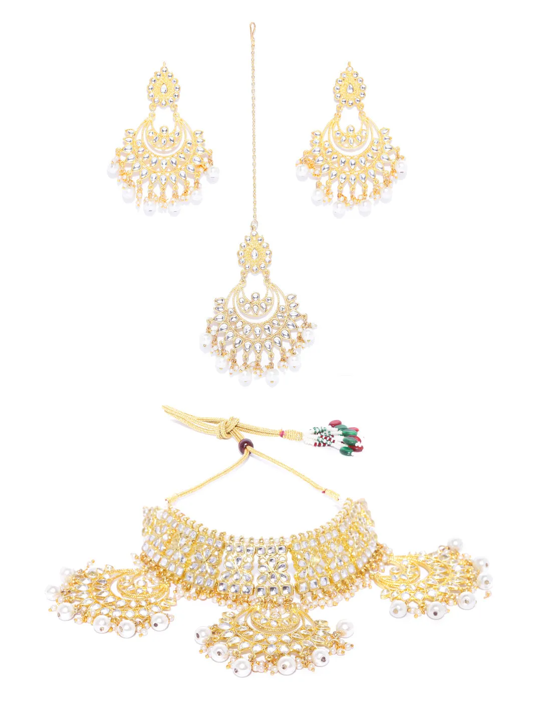 Karatcart Kundan Gold Bridal Choker Necklace Set