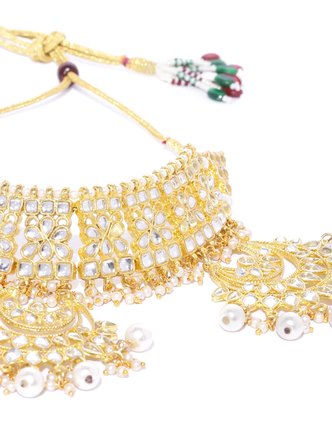 Karatcart Kundan Gold Bridal Choker Necklace Set