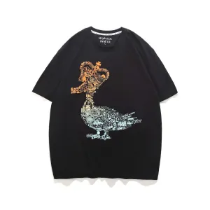 King & Duck All Over Logo Tee - Black