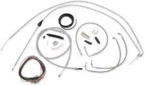 LA Choppers LA-8006KT2B-16 Complete Handlebar Cable/Brake & Clutch Line/Wire Kit - Stainless Braided