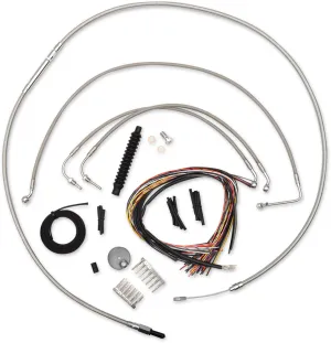 LA Choppers LA-8010KT2-19 Complete Handlebar Cable/Brake & Clutch Line/Wire Kit - Stainless Braided