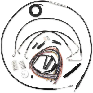 LA Choppers LA-8011KT2B-19B Complete Handlebar Cable/Brake & Clutch Line/Wire Kit - Black Vinyl/Stainless Braided