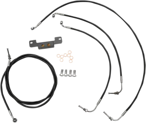 LA Choppers LA-8055KT-08B Standard Handlebar Cable/Brake & Clutch Line/Wire Kit - Black Vinyl/Stainless Braided