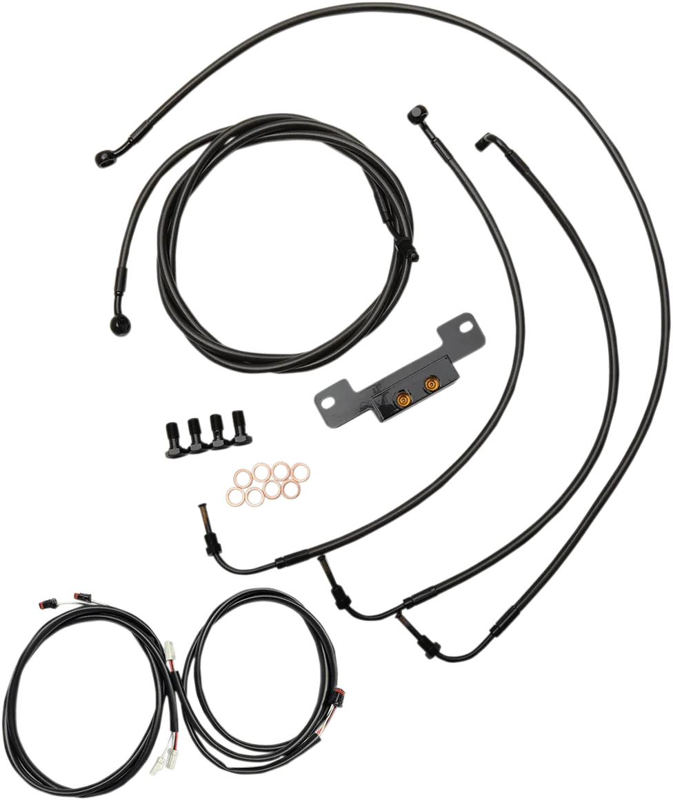 LA Choppers LA-8055KT3-19M Complete Handlebar Cable/Brake & Clutch Line/Wire Kit - Midnight Braided