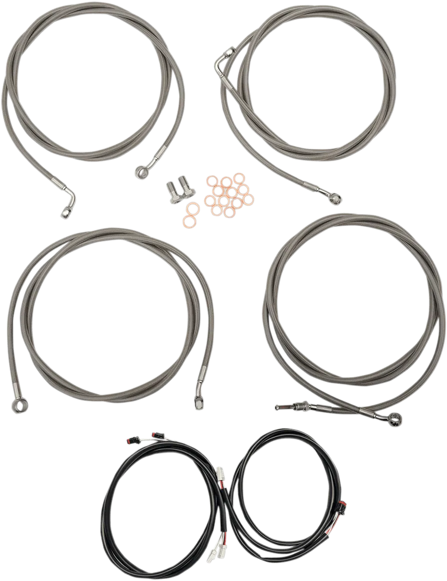 LA Choppers LA-8055KT3-19M Complete Handlebar Cable/Brake & Clutch Line/Wire Kit - Midnight Braided