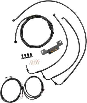 LA Choppers LA-8055KT3-19M Complete Handlebar Cable/Brake & Clutch Line/Wire Kit - Midnight Braided