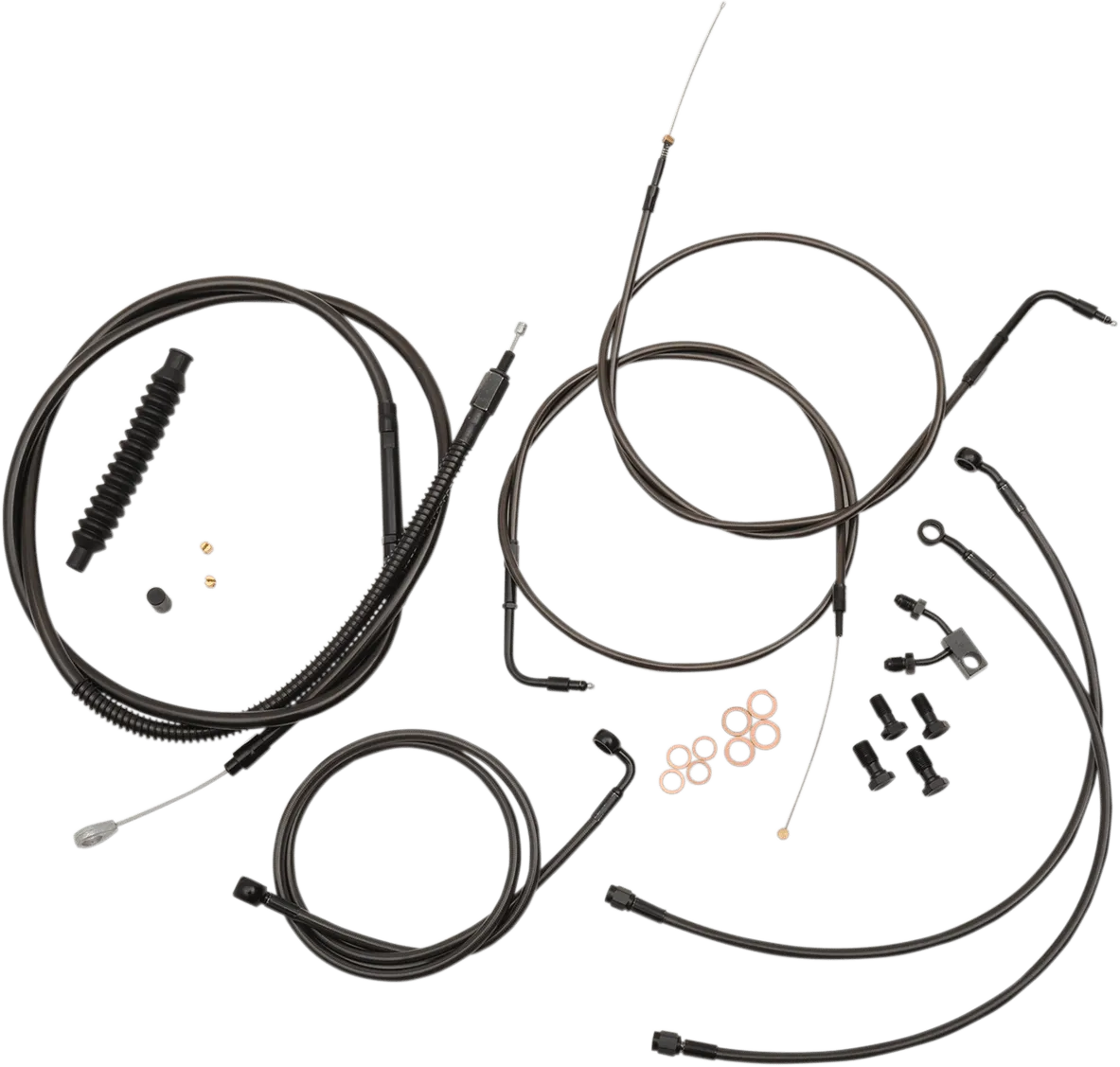 LA Choppers LA-8123KT-13M Standard Handlebar Cable/Brake & Clutch Line/Wire Kit - Midnight Black