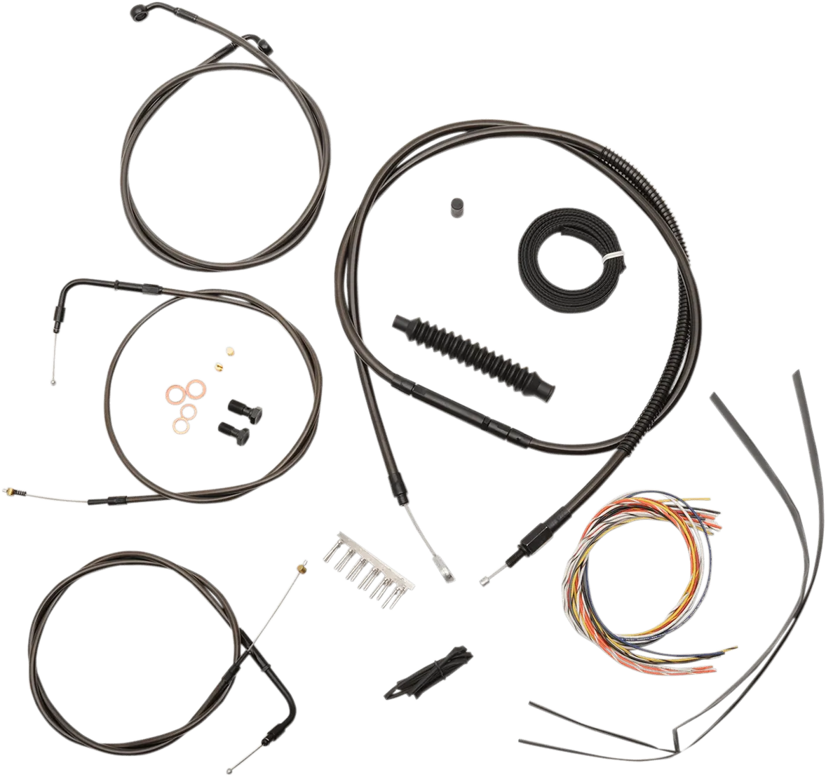 LA Choppers LA-8130KT2-19M Complete Handlebar Cable and Brake Line Kit - Midnight