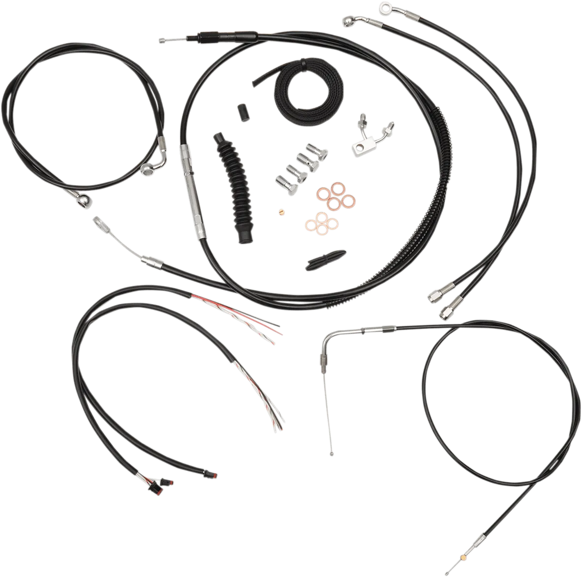 LA Choppers LA-8150KT2-16B Complete Handlebar Cable and Brake Line Kit - Black Vinyl/Stainless