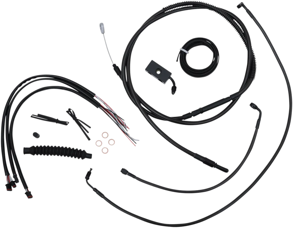 LA Choppers LA-8152KT2-16M Complete Handlebar Cable/Brake & Clutch Line/Wire Kit - Midnight