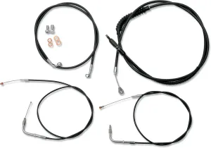 LA Choppers LA-8230KT-19B Standard Handlebar Cable/Brake & Clutch Line/Wire Kit - Black Vinyl/Stainless