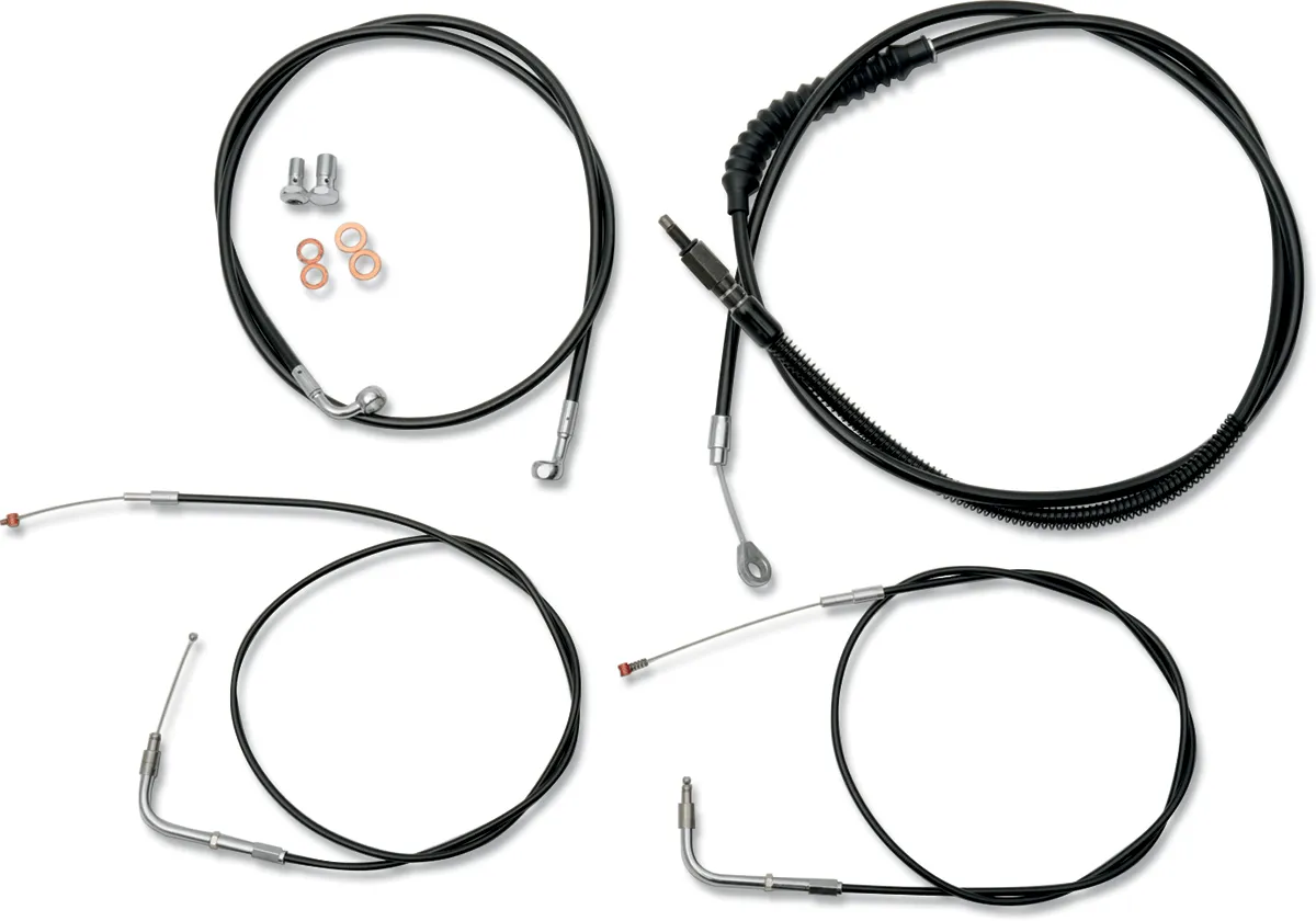 LA Choppers LA-8230KT-19B Standard Handlebar Cable/Brake & Clutch Line/Wire Kit - Black Vinyl/Stainless