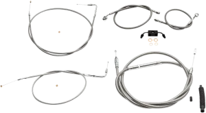 LA Choppers LA-8231KT-19 Standard Handlebar Cable/Brake & Clutch Line/Wire Kit - Stainless Braided
