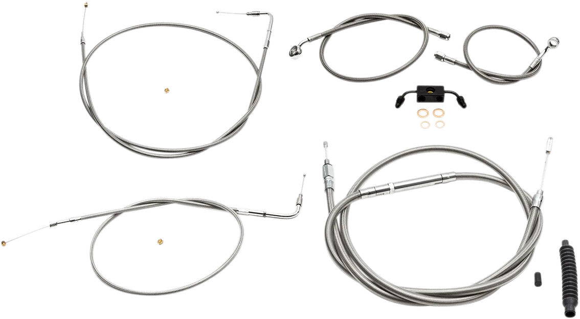 LA Choppers LA-8231KT-19 Standard Handlebar Cable/Brake & Clutch Line/Wire Kit - Stainless Braided