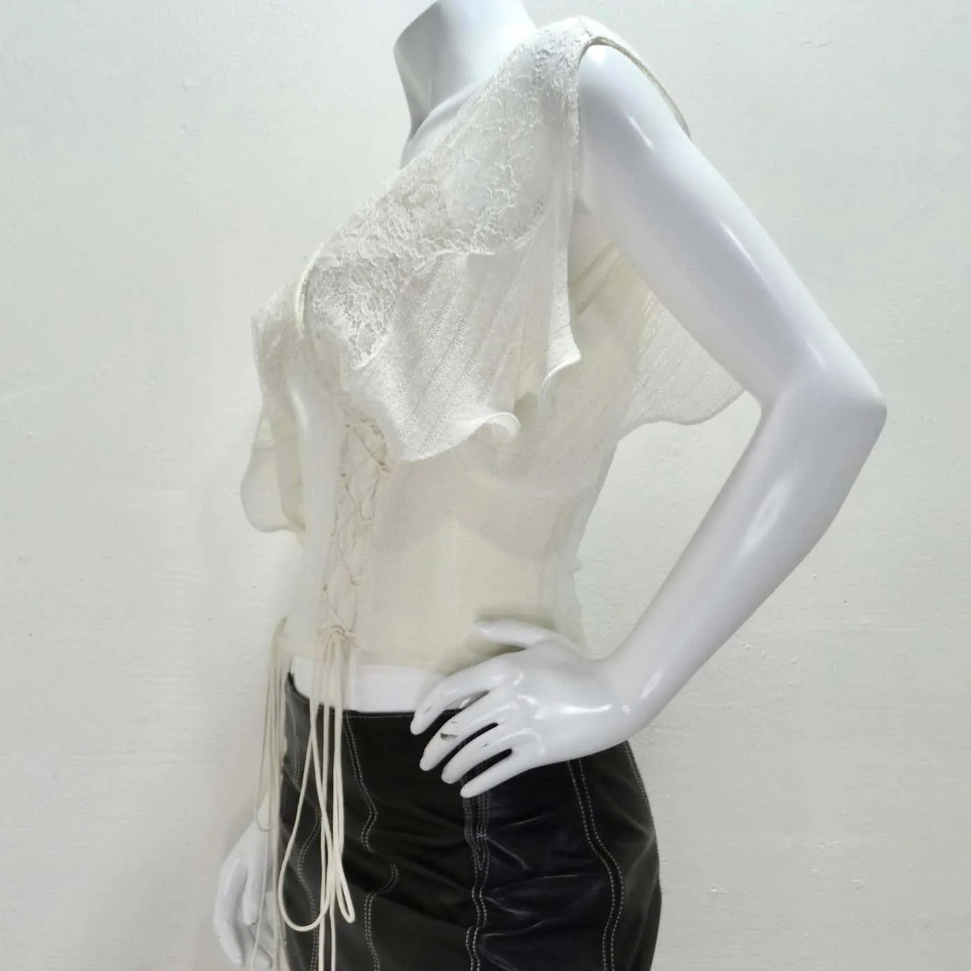La Perla Rib Knit Lace Up Bustier Top