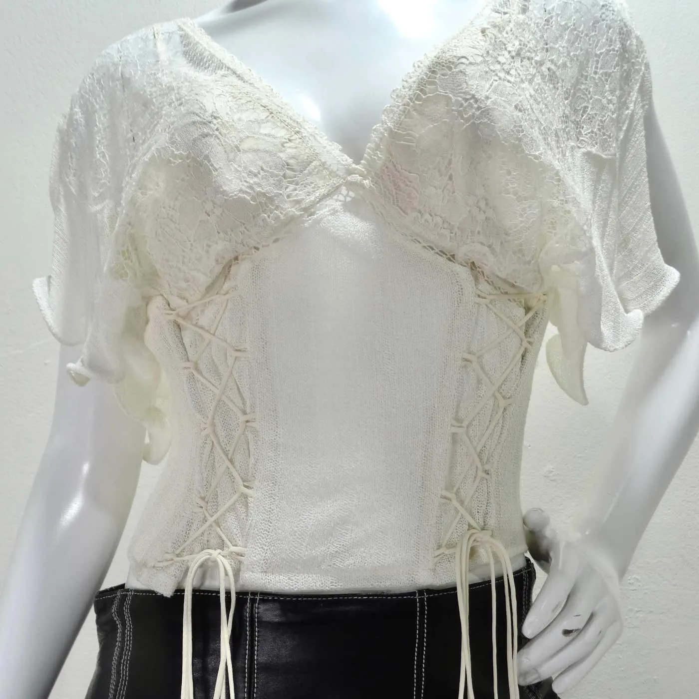 La Perla Rib Knit Lace Up Bustier Top