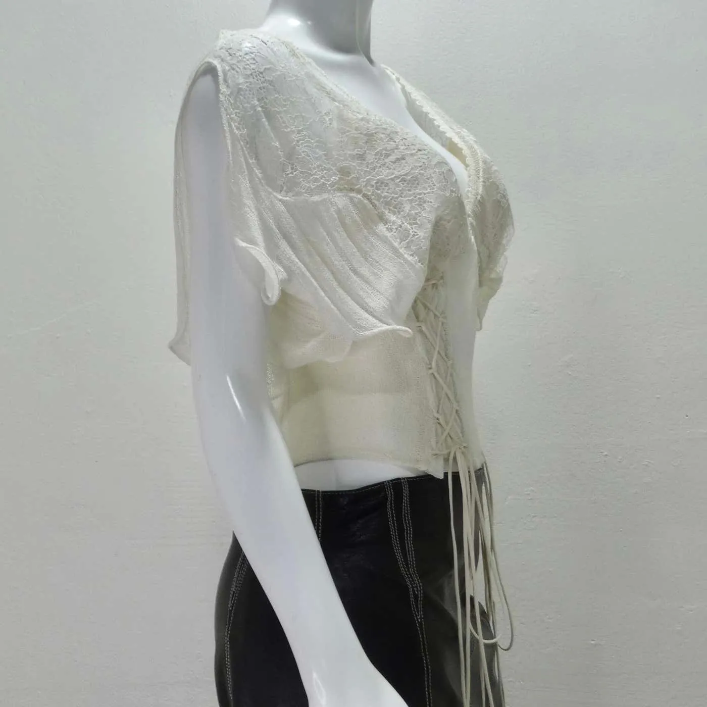 La Perla Rib Knit Lace Up Bustier Top