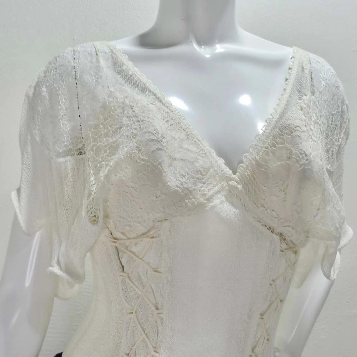 La Perla Rib Knit Lace Up Bustier Top