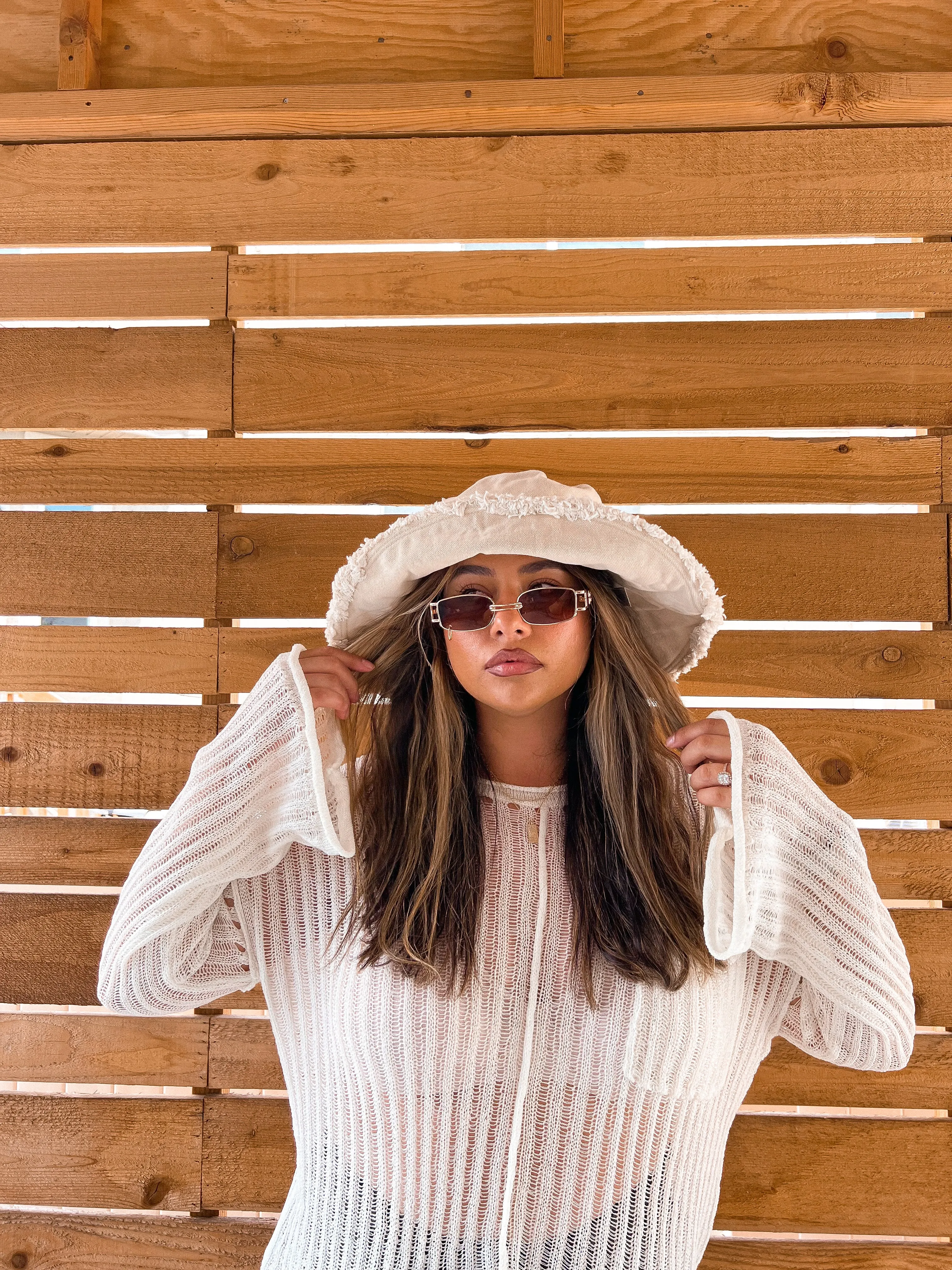 la rad gipsy frayed denim bucket hat