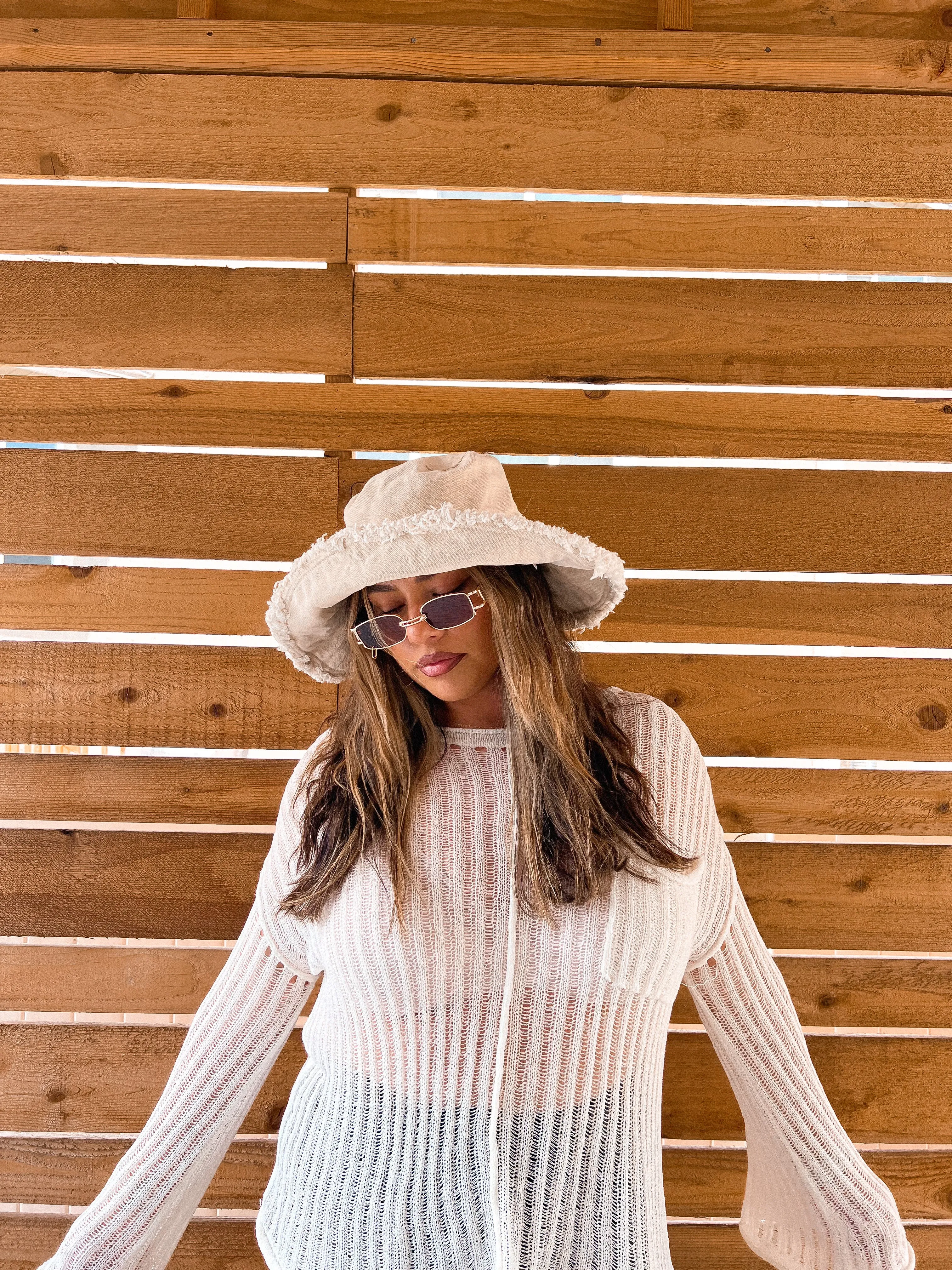 la rad gipsy frayed denim bucket hat
