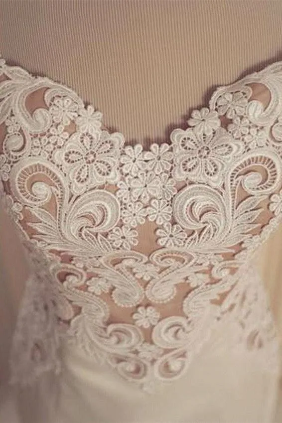 Lace Mermaid Tulle Bridal Gowns Open Back Sleeveless Modern Bridal Gowns Online