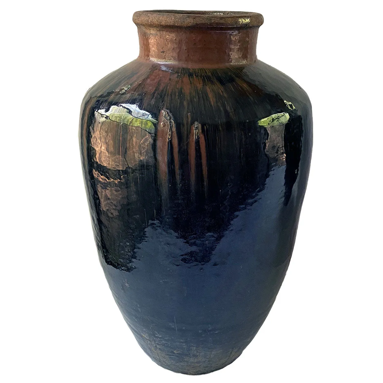 Large Chinese Stoneware Pottery Hare’s Fur Glaze Jar