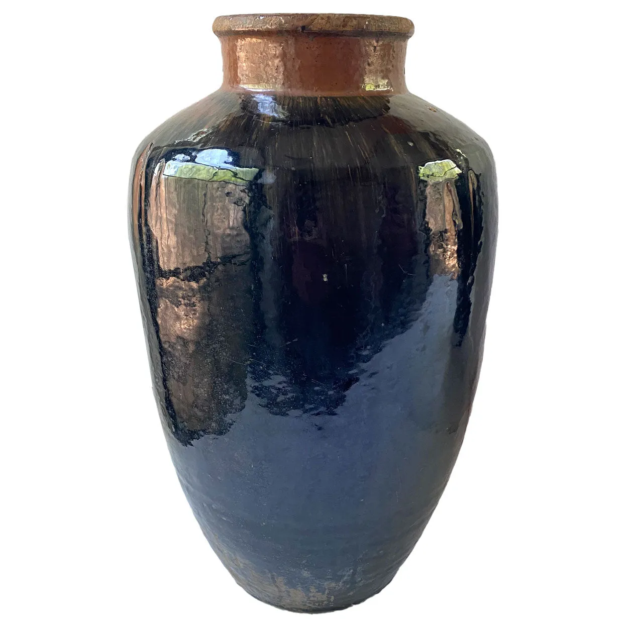 Large Chinese Stoneware Pottery Hare’s Fur Glaze Jar